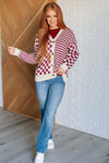 ONLINE EXCLUSIVE: No Brainer Button Down Sweater Knit Cardigan in Magenta/Oatmeal