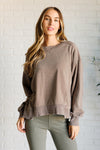 ONLINE EXCLUSIVE: Quick Fix Mineral Wash Crew Neck Pullover in Mocha