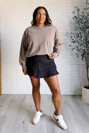 ONLINE EXCLUSIVE: Quick Fix Mineral Wash Crew Neck Pullover in Mocha