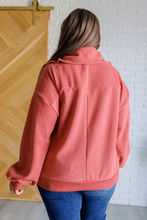 ONLINE EXCLUSIVE: Quite the Impression Half Zip Pullover in Rust