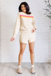 ONLINE EXCLUSIVE: Retro Rainbow Shorts Set in Tan