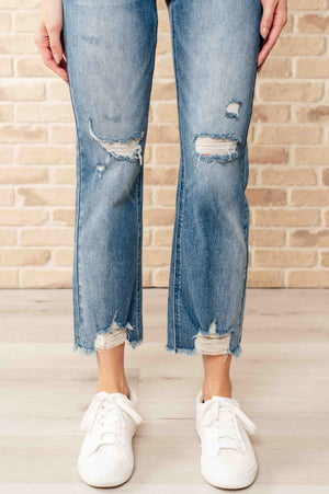 ONLINE EXCLUSIVE: Sammy High Waist Distressed Crop Straight Leg Jeans