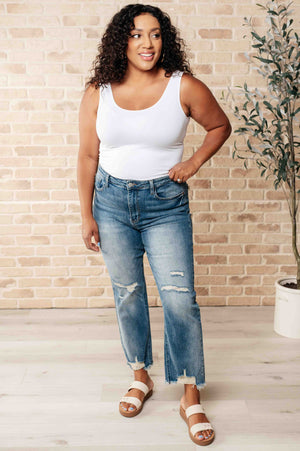 ONLINE EXCLUSIVE: Sammy High Waist Distressed Crop Straight Leg Jeans