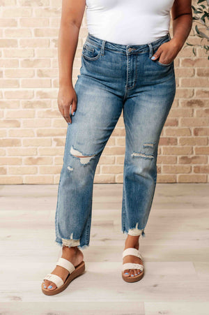 ONLINE EXCLUSIVE: Sammy High Waist Distressed Crop Straight Leg Jeans