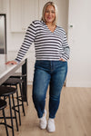 ONLINE EXCLUSIVE: Self Improvement V-Neck Striped Sweater