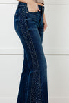 ONLINE EXCLUSIVE: Shannon Mid Rise Rhinestone Detail Flare Jeans