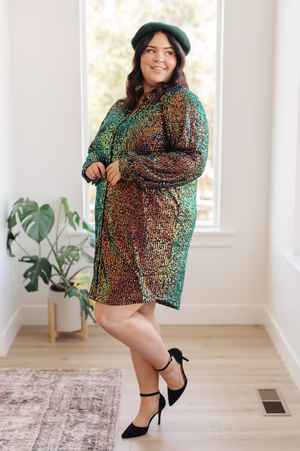 ONLINE EXCLUSIVE: Shimmering Splendor Sequin Shirt Dress