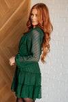 ONLINE EXCLUSIVE: Starlit Glow V-Neck Tiered Dress in Hunter Green