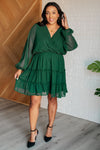 ONLINE EXCLUSIVE: Starlit Glow V-Neck Tiered Dress in Hunter Green