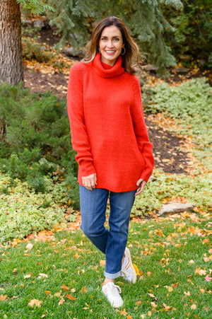 ONLINE EXCLUSIVE: Steady Pace Roll Neck Sweater In Red