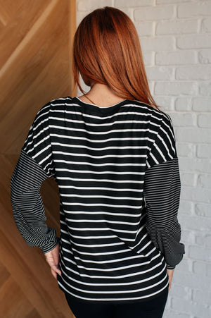 ONLINE EXCLUSIVE: Super Clever Patchwork Striped Top in Black