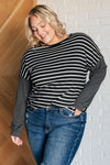 ONLINE EXCLUSIVE: Super Clever Patchwork Striped Top in Black