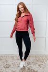 ONLINE EXCLUSIVE: Under Her Spell Half Zip Pullover in Mauve