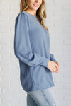 ONLINE EXCLUSIVE: When the Sun Goes Down Mineral Wash Ribbed Knit Top in Vintage Denim