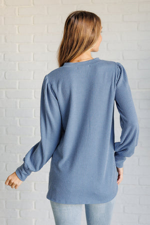 ONLINE EXCLUSIVE: When the Sun Goes Down Mineral Wash Ribbed Knit Top in Vintage Denim