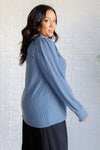 ONLINE EXCLUSIVE: When the Sun Goes Down Mineral Wash Ribbed Knit Top in Vintage Denim