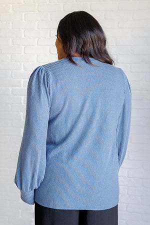 ONLINE EXCLUSIVE: When the Sun Goes Down Mineral Wash Ribbed Knit Top in Vintage Denim