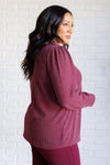 ONLINE EXCLUSIVE: When the Sun Goes Down Mineral Wash Ribbed Knit Top in Wine