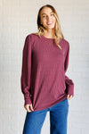 ONLINE EXCLUSIVE: When the Sun Goes Down Mineral Wash Ribbed Knit Top in Wine