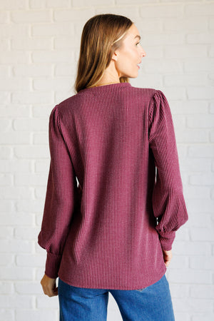 ONLINE EXCLUSIVE: When the Sun Goes Down Mineral Wash Ribbed Knit Top in Wine