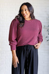 ONLINE EXCLUSIVE: When the Sun Goes Down Mineral Wash Ribbed Knit Top in Wine