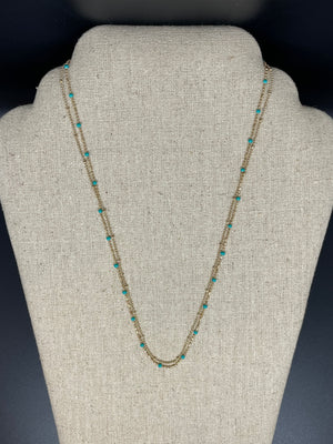 Gold Dainty Layered Necklace with Mini Colored Beads