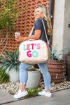 Vegan Leather Travel Duffle Bag With LET'S GO Patches