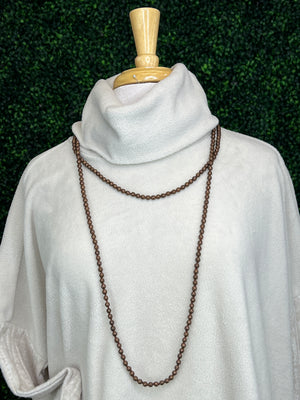 Luxury Long Brown Beaded Necklace