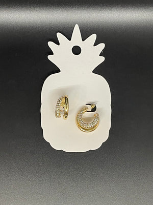 Small Gold Rhinestone Embellished Hoop Earrings