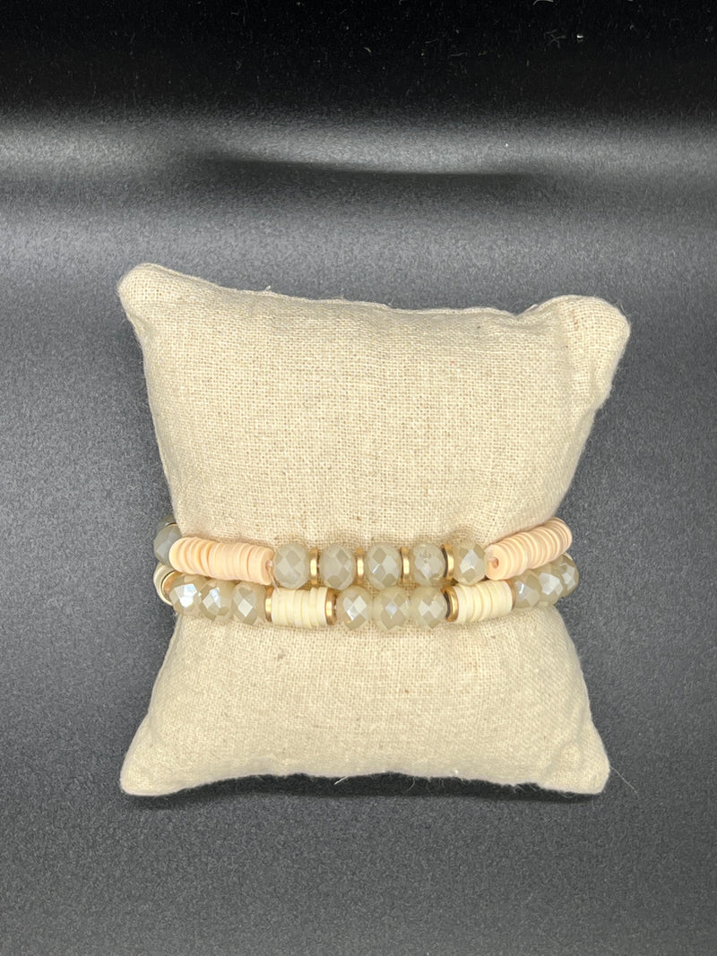 Set of 2 Beaded Stretchy Bracelets