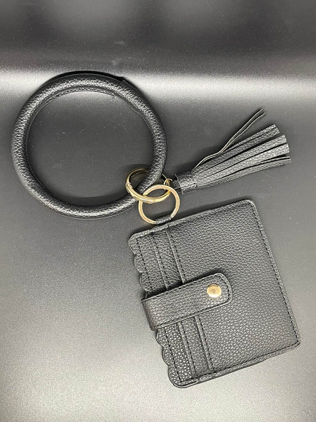 Black Vegan Leather Card Holder Wristlet