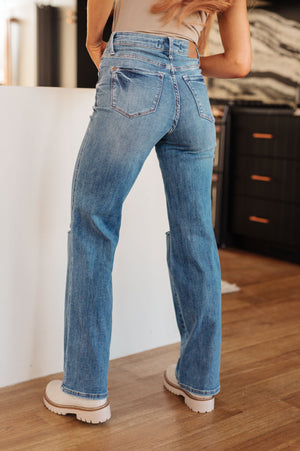 ONLINE EXCLUSIVE: Bree High Rise Control Top Distressed Straight Jeans