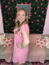 Bright Pink Knit Ruffle Sleeve Dress