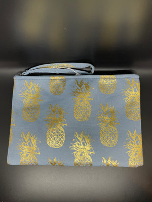 Metallic Pineapple Printed Cosmetic Bag