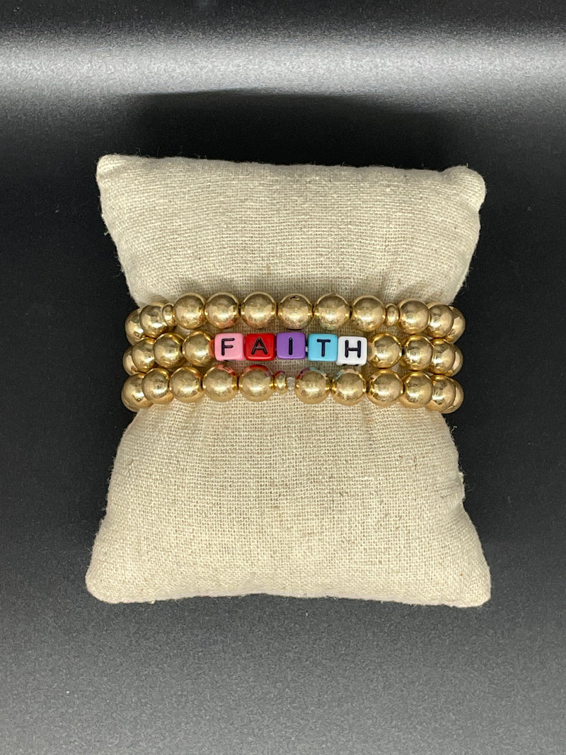 Set of 3 Gold Inspirational Stretchy Bracelets