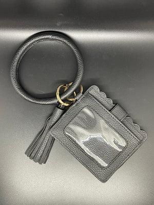 Black Vegan Leather Card Holder Wristlet