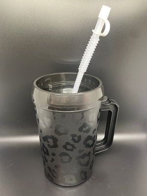 Black Leopard Print Insulated Cup
