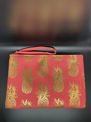 Metallic Pineapple Printed Cosmetic Bag